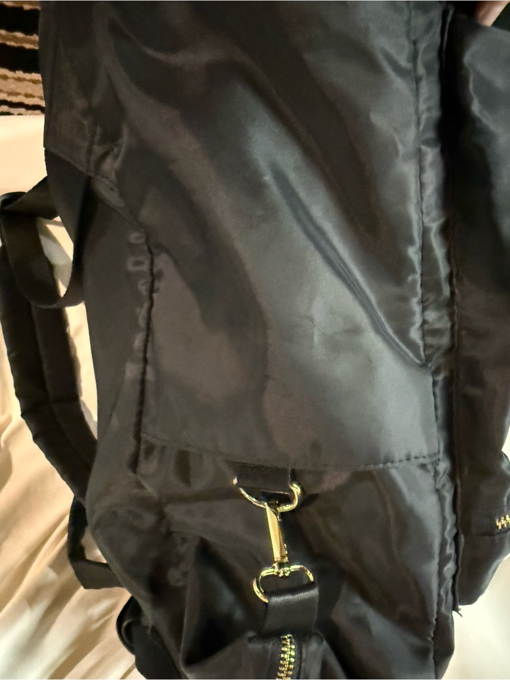 a new day Black Nylon Tote Backpack with Gold Hardware - Picture 6 of 7